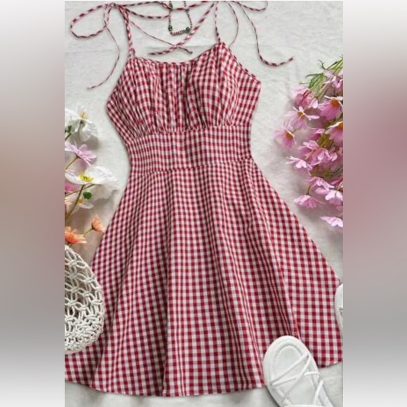 SHEIN Dresses & Skirts - SHEIN Red Checkered Dress Size XS mini sundress country